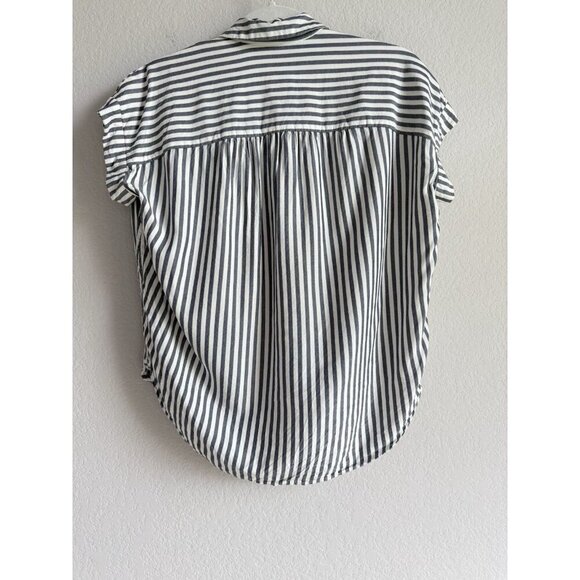 Madewell Women’s Button Up Shirt Size XXS Gray White Gabriel Stripe Collared - Picture 6 of 7